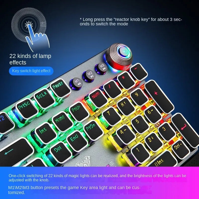 F2088 Mechanical Gaming Keyboard Anti-Ghosting 104 Plating Blue Switch Wired Mixed Backlit Keyborad for Game Laptop PC