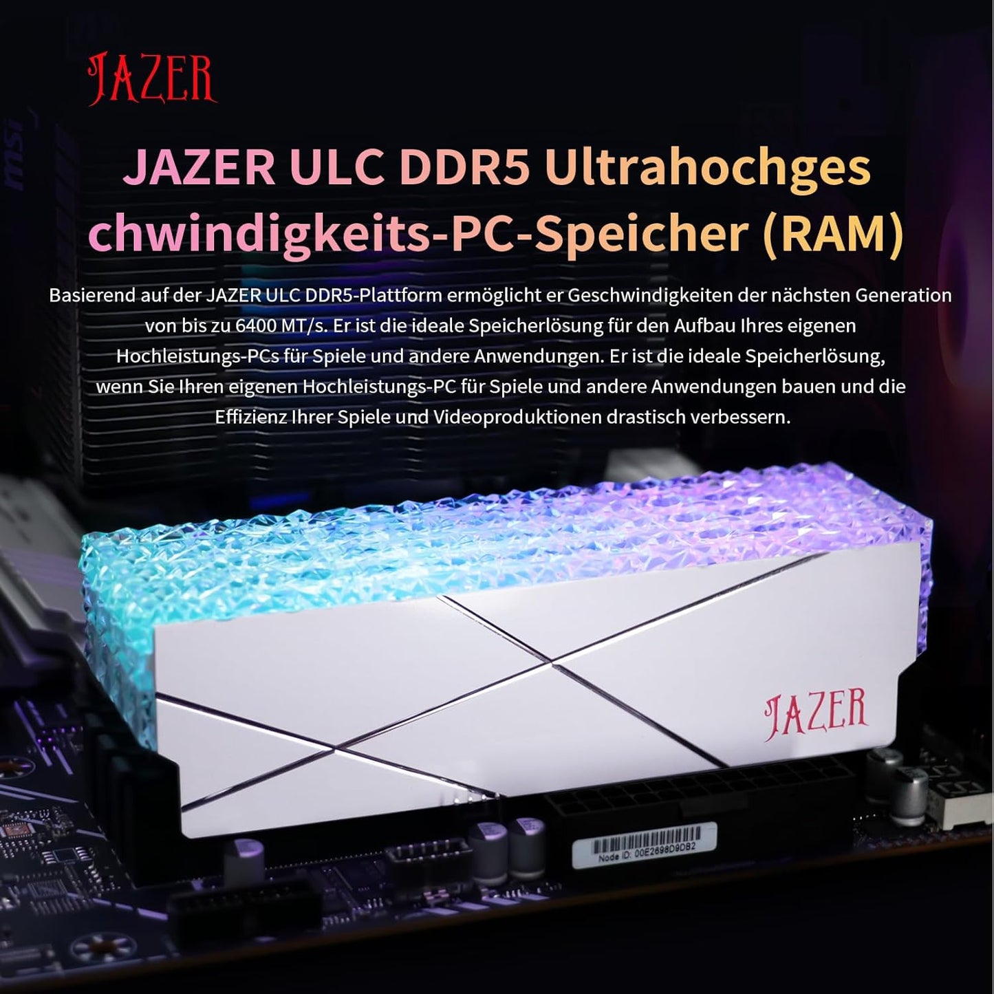 RAM DDR5 32GB Kit(16Gb X 2) RGB 6400Mhz, DRAM 288-Pin UDIMM Desktop Memory, Hochleistungs Gaming-Arbeitsspeicher Für XMP 3.0/Expo,Cl38, 1.25V