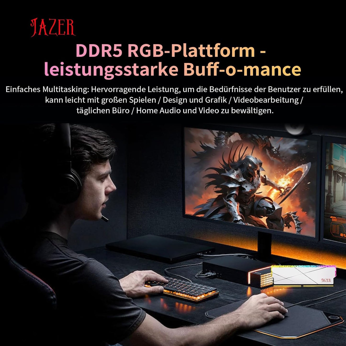 RAM DDR5 32GB Kit(16Gb X 2) RGB 6400Mhz, DRAM 288-Pin UDIMM Desktop Memory, Hochleistungs Gaming-Arbeitsspeicher Für XMP 3.0/Expo,Cl38, 1.25V