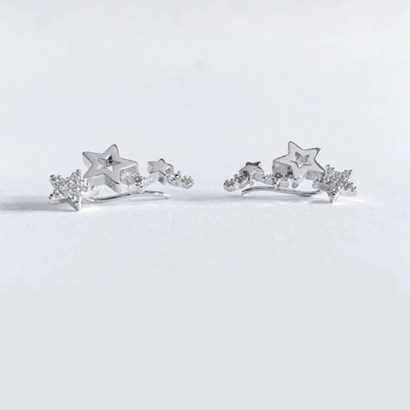 Hot Selling Simple Stylish Star Women Drop Earrings Shiny White Zircon Exquisite Versatile Female Earring Fashion Jewelry