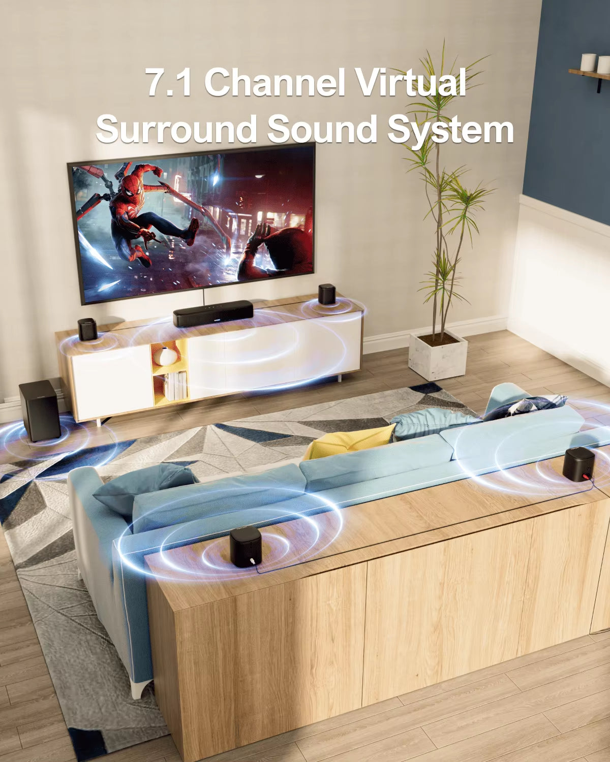 330W 7.1Ch Virtual Surround Soundbar,Tv Sound Bar with Subwoofer and 4 Surround Speakers, Smart App Control, Aura A40