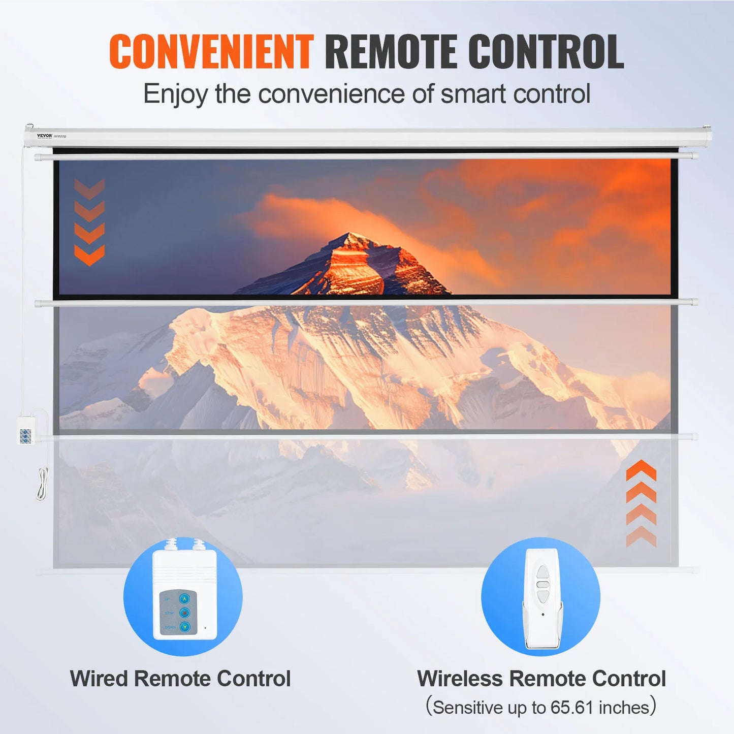 Electric Motorized Projector Screen 100/120 Inch 16:9 4K 1080 HD Wall Mount Movie Screen for Family Home Office Theater