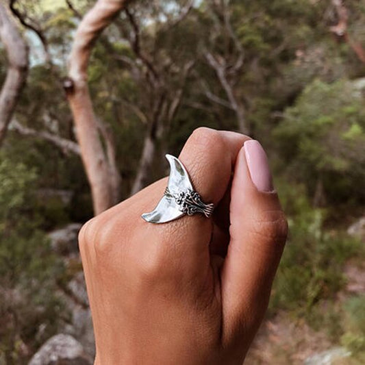 Bohemia Antique Gold Color Elephant Flower Rose Heart Crown Carved Rings Set Vintage Animal Joint Ring Women'S Jewelry