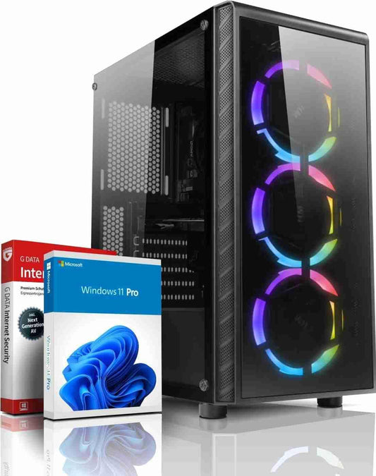 Basic Gaming PC AMD Ryzen 5 3400G 8 Threads 4.20Ghz 16 GB DDR4 512 GB SSD AMD Radeon RX Vega 11 Graphics 4K HDMI DX12 Windows 11 WLAN Gamer PC Computer #7370