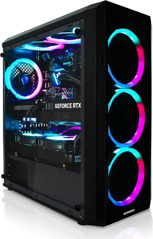 Greed® MK2 Pro - High End Gaming PC - Intel Core I7 12700F + Nvidia Geforce RTX 5070 12GB - Schneller RGB Computer + 4K Rechner Mit 5,2 GHZ - 32 GB DDR4 RAM - Wasserkühlung - 1TB SSD - WLAN + W11 Pro