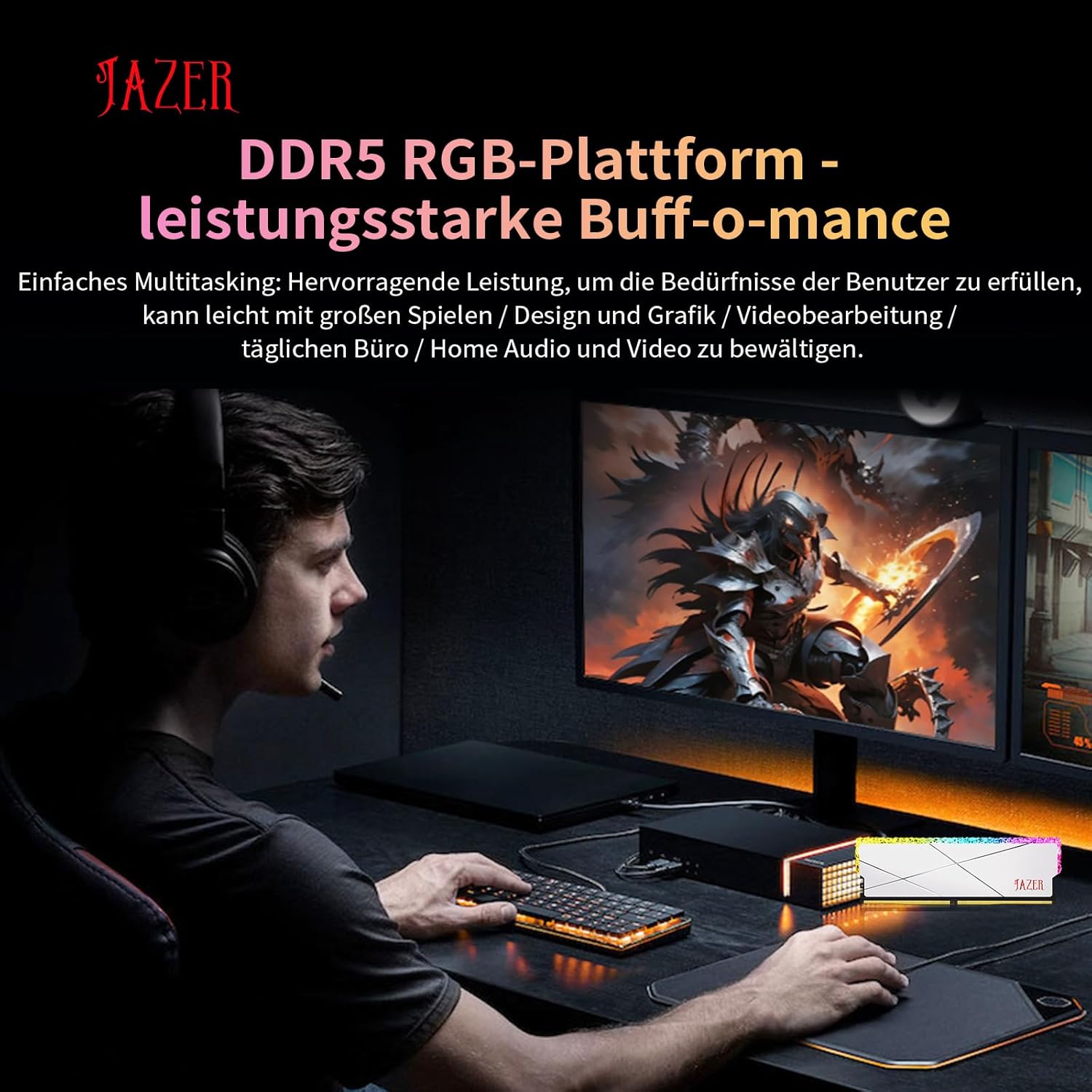 RAM DDR5 32GB Kit(16Gb X 2) RGB 6400Mhz, DRAM 288-Pin UDIMM Desktop Memory, Hochleistungs Gaming-Arbeitsspeicher Für XMP 3.0/Expo,Cl38, 1.25V